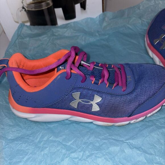 Under Armour UA GS Assert 8 Sneaker Blue Youth Size 6Y/7.5 Ladies - Picture 7 of 11